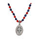 Collana Carlo Acutis corallo e lapislazzuli 4mm medaglia argento 20mm s3
