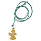 Ciondolo angelo custode Monastero Clarisse in ulivo con corda verde e inserto brillante 3x2 cm s3