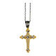 Bicoloured cross-shaped pendant of supermirror stainless steel 1.2x0.8 in s1