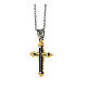 Bicoloured cross-shaped pendant of supermirror stainless steel 1.2x0.8 in s2