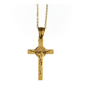 Gilded steel pendant, Saint Benedict cross, 1.4x0.8 in