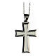 Necklace with white cross, supermirror stainless steel, 1.4x0.8 in s1