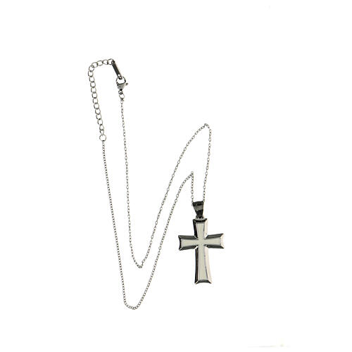 Croix pendentif blanche acier supermirror 3,5x2 cm 4