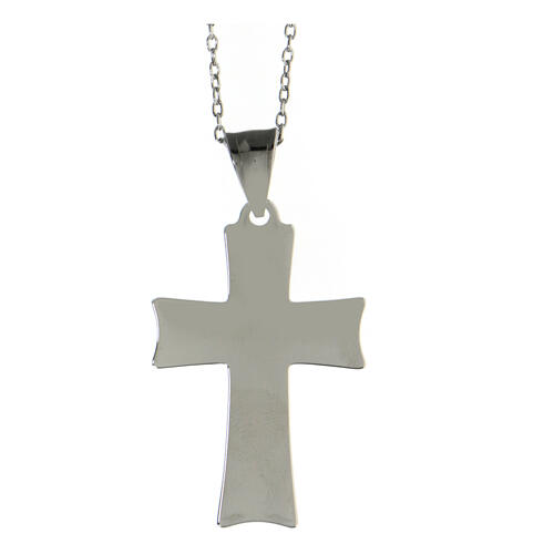 Supermirror steel white cross necklace 3.5x2 cm 3