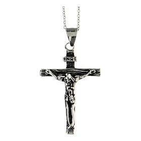 Crucifix pendentif effet bois acier supermirror 4,5x3 cm