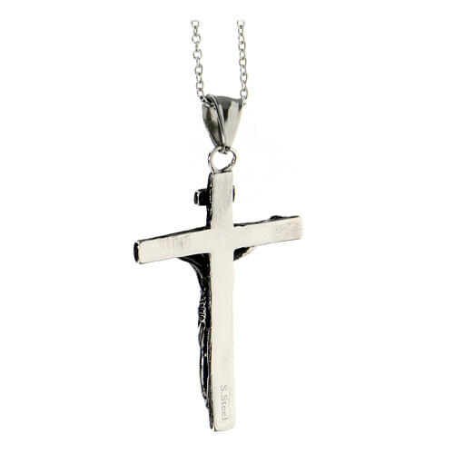 Crucifix pendentif effet bois acier supermirror 4,5x3 cm 3