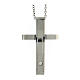 Necklace with modern cross pendant, supermirror stainless steel and zircon, 1.6x1 in s1