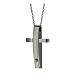 Necklace with modern cross pendant, supermirror stainless steel and zircon, 1.6x1 in s2