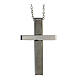 Necklace with modern cross pendant, supermirror stainless steel and zircon, 1.6x1 in s3