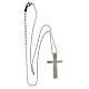 Necklace with modern cross pendant, supermirror stainless steel and zircon, 1.6x1 in s4