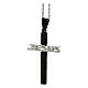 Croix pendentif bicolore JESUS acier supermirror argent noir 4,5x3 cm s2