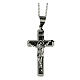 Cross pendant with abstract black pattern, supermirror stainless steel, 2x1.2 in s1