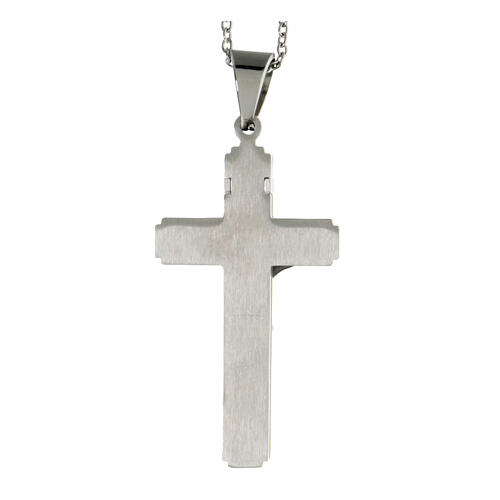 Collana croce astratta acciaio supermirror 5x3 cm 3