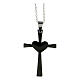 Black cross pendant with heart, supermirror stainless steel, 1.6x1 in s1