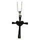 Black cross pendant with heart, supermirror stainless steel, 1.6x1 in s3