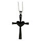 Collana cuore croce nera acciaio supermirror 4x2,5 cm s1
