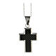 Latin cross pendant with carbon fibre finish, supermirror stainless steel, 1.6x1.2 in s1