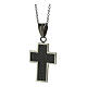 Latin cross pendant with carbon fibre finish, supermirror stainless steel, 1.6x1.2 in s2