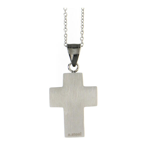 Supermirror steel carbon fiber cross pendant 4x3 cm 3