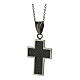 Supermirror steel carbon fiber cross pendant 4x3 cm s2