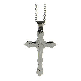 Croix pendentif gothique acier supermirror 3x2 cm
