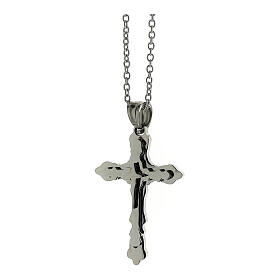 Croix pendentif gothique acier supermirror 3x2 cm