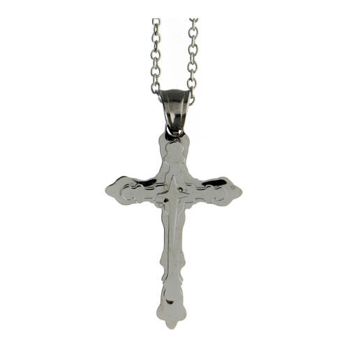 Croix pendentif gothique acier supermirror 3x2 cm 1
