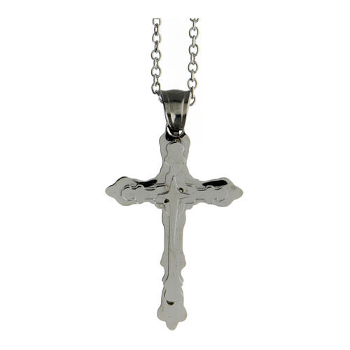 Gothic cross necklace supermirror steel 3x2 cm 1