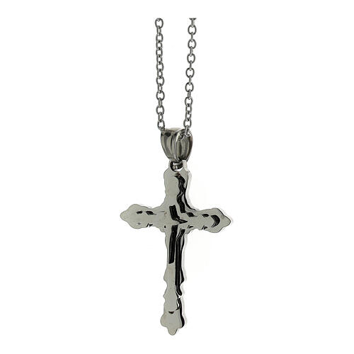 Gothic cross necklace supermirror steel 3x2 cm 2