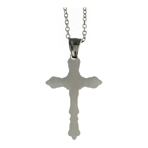 Gothic cross necklace supermirror steel 3x2 cm 3