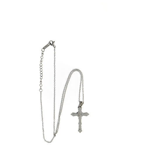 Gothic cross necklace supermirror steel 3x2 cm 4