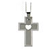 Croix pendentif coeur ajouré acier supermirror 4x2,5 cm s1
