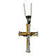 Pendente croce bicolore Gesù acciaio supermirror 2,5x1,5 cm s1