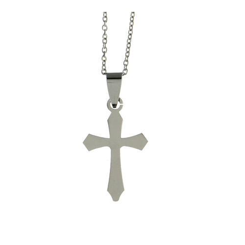 Double cross pendant with wings, supermirror stainless steel, 1.6x1.2 in 5