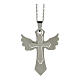 Double cross pendant with wings, supermirror stainless steel, 1.6x1.2 in s1
