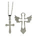 Double cross pendant with wings, supermirror stainless steel, 1.6x1.2 in s4