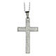 Cross pendant with white zircons, supermirror stainless steel, 1.8x1 in s1