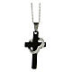 Heart cross pendant necklace Our Father supermirror steel 4x2 cm s3