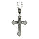 Cross pendant with meander motif and zircons, supermirror stainless steel, 1x0.8 in s1