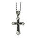 Cross pendant with meander motif and zircons, supermirror stainless steel, 1x0.8 in s2