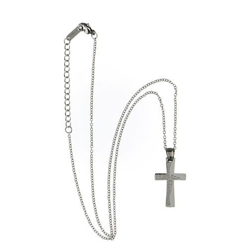 Cross pendant with broken layer, supermirror stainless steel, 1.2x0.8 in 4
