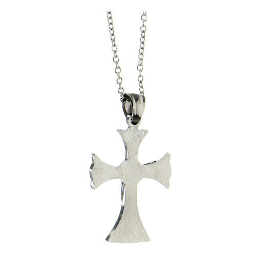 Celtic cross pendant with white zircons, supermirror stainless steel, 1.2x0.8 in 3