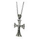 Celtic cross pendant with white zircons, supermirror stainless steel, 1.2x0.8 in s2
