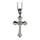 Budded cross pendant with white zircons, supermirror stainless steel, 1.2x0.8 in s1