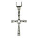 Folding cross pendant with white zircons, supermirror stainless steel, 1.4x1 in s1