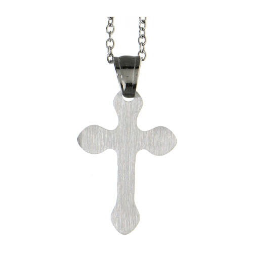 Bicoloured rounded cross pendant, supermirror stainless steel, 1x0.6 in 3