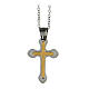 Bicoloured rounded cross pendant, supermirror stainless steel, 1x0.6 in s1