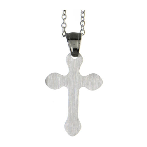 Collier avec croix bicolore double acier supermirror 2,5x1,5 cm 3