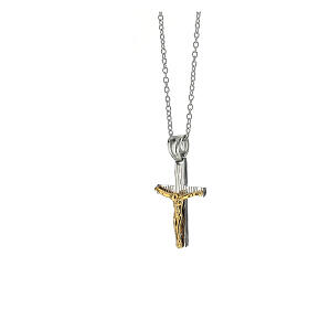 Bicoloured crucifix pendant of supermirror stainless steel, 1x0.5 in