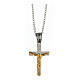 Bicoloured crucifix pendant of supermirror stainless steel, 1x0.5 in s1